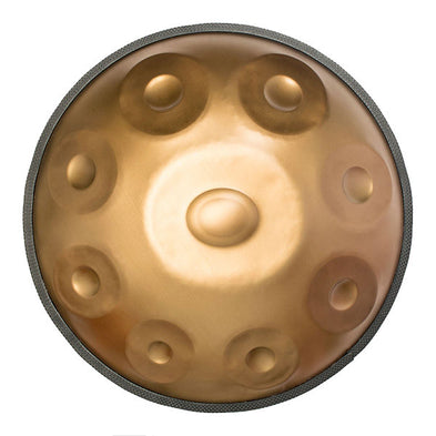 Handpan, gamme c# amara, celtic mineur, frequence 432hz, frequence 440hz, hang drum, doré