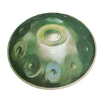 Handpan 10 note vert Re mineur, frequence 432hz, frequence 440hz, hang drum, instrument musique, handpan origine, vert